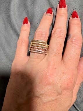 Stacked Pave Crystal Ring in Gold and Rose Gold - Women Jewelry